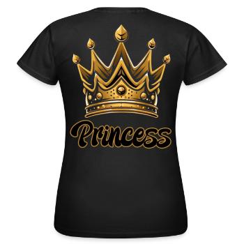 PRINCESS MOTIV MIT GROSSER GOLDENER KRONE - Frauen T-Shirt - Schwarz - Hinten - AI Model Female 172 dark (172cm)