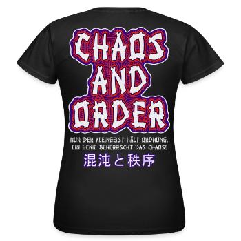 Chaos & Order / Chaos & Ordnung - Frauen T-Shirt - Schwarz - Hinten - AI Model Female 172 dark (172cm)