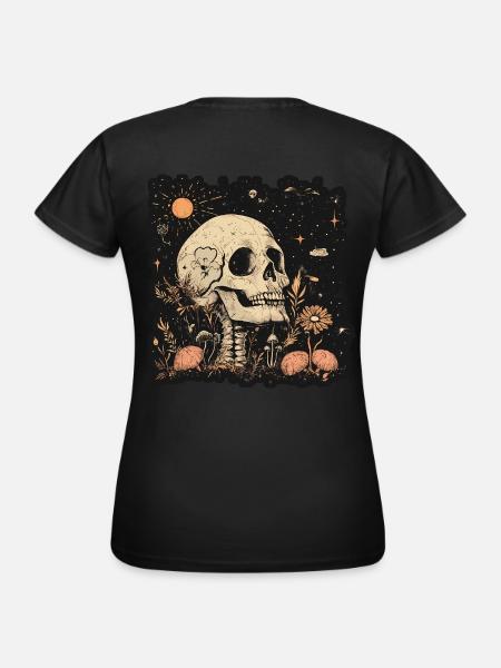 Squelette hippie boho au look des années 60, 70 - T-shirt Femme - noir
