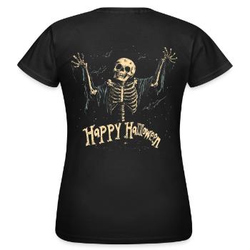 Happy Halloween - Gruseliges Skelett in Fetzen - Frauen T-Shirt - Schwarz - Hinten - AI Model Female 172 dark (172cm)