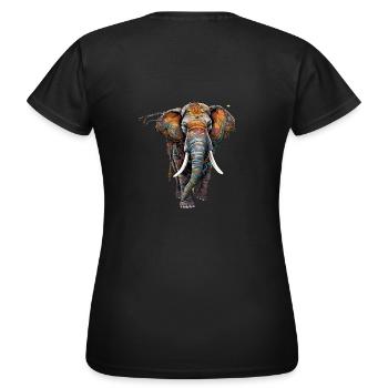 Bunter Elefant im Boho Ethno Style - Frauen T-Shirt - Schwarz - Hinten - AI Model Female 172 dark (172cm)