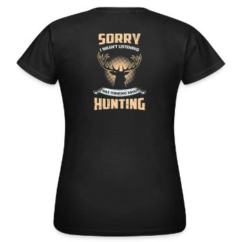 Funny Hunting - Frauen T-Shirt - Schwarz - Hinten - AI Model Female 172 dark (172cm)