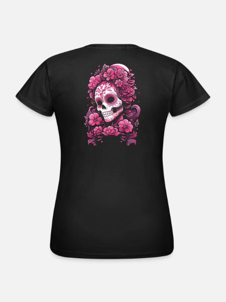 Skull Mexican Muertos Day of the Dead Pink - Women's T-Shirt - black
