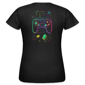 zocken gaming gamer nerd geek controller - Frauen T-Shirt - Schwarz - Hinten - AI Model Female 172 dark (172cm)
