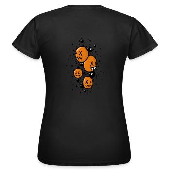 The crazy orange faces - Women's T-Shirt - black - Back - AI Model Female 172 dark (172cm)