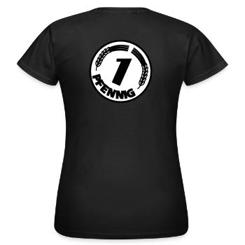 Pfennig - Frauen T-Shirt - Schwarz - Hinten - AI Model Female 172 dark (172cm)