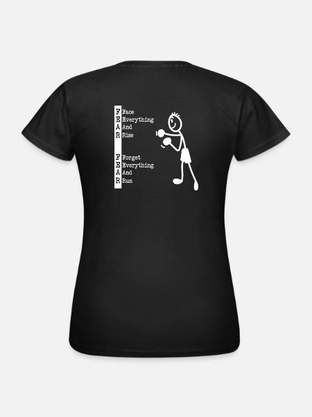 Strichmännchen Boxer Kampfgeist positiv Stärke - Frauen T-Shirt - Schwarz
