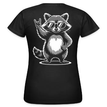 Rock 'n' Roll Waschbär Pommesgabel - Frauen T-Shirt - Schwarz - Hinten - AI Model Female 172 dark (172cm)