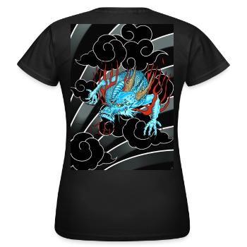 Dragon japonais aux nuages noirs - T-shirt Femme - noir - Dos - AI Model Female 172 dark (172cm)