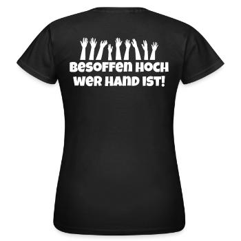Hand hoch besoffen - Frauen T-Shirt - Schwarz - Hinten - AI Model Female 172 dark (172cm)