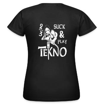 Sucer et jouer tekno 23 - T-shirt Femme - noir - Dos - AI Model Female 172 dark (172cm)