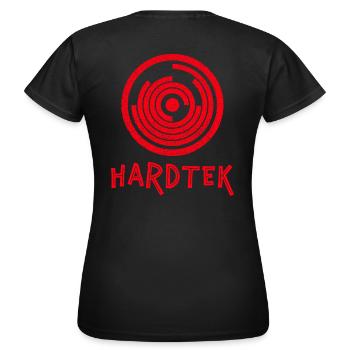 Hardtek Vinyl - Frauen T-Shirt - Schwarz - Hinten - AI Model Female 172 dark (172cm)