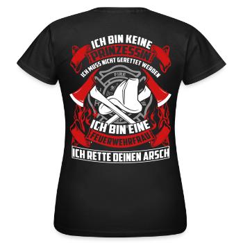 Feuerwehrfrau - Retten - Frauen T-Shirt - Schwarz - Hinten - AI Model Female 172 dark (172cm)