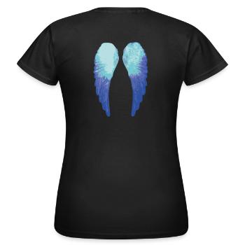 angelwings,flügel,aquarell,blau,engelsflügel - Frauen T-Shirt - Schwarz - Hinten - AI Model Female 172 dark (172cm)