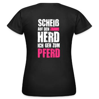 Ich geh zum Pferd - Frauen T-Shirt - Schwarz - Hinten - AI Model Female 172 dark (172cm)