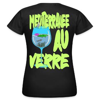 Méditerranée au Verre - Suréalisme petiteToulon - T-shirt Femme - noir - Dos - AI Model Female 172 dark (172cm)