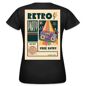 Retro Party Boombox Neon - Women's T-Shirt - black - Back - AI Model Female 172 dark (172cm)