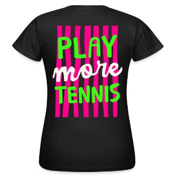 Play More Tennis, Retro Tennis Shirt Hoodie - Frauen T-Shirt - Schwarz - Hinten - AI Model Female 172 dark (172cm)