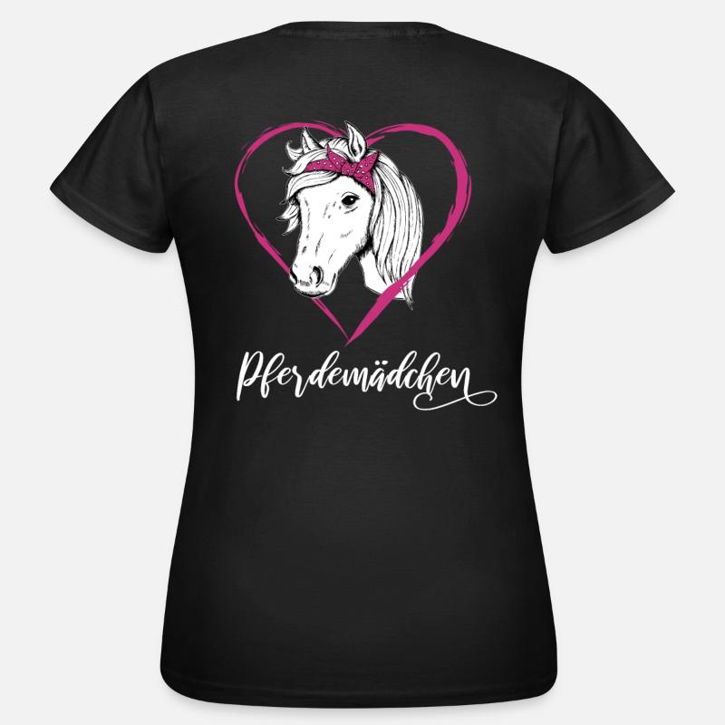 Pferdemädchen Pferde Herz Geschenkidee - Frauen T-Shirt - Schwarz