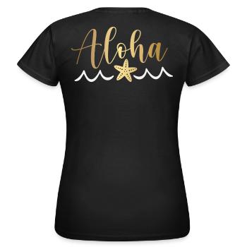 aloha - Frauen T-Shirt - Schwarz - Hinten - AI Model Female 172 dark (172cm)