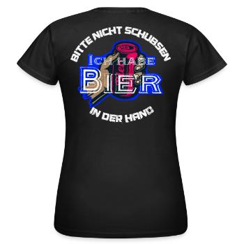 Ich habe Bier in der Hand Festival / Party - Frauen T-Shirt - Schwarz - Hinten - AI Model Female 172 dark (172cm)