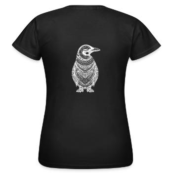 Pingouin cool avec des motifs ethno boho en blanc - T-shirt Femme - noir - Dos - AI Model Female 172 dark (172cm)