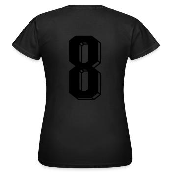 Nummer 8 - Zahl ACHT Trikotnummer 8 Jahre - Frauen T-Shirt - Schwarz - Hinten - AI Model Female 172 dark (172cm)