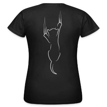 Schwarze Katze Kratzer - Frauen T-Shirt - Schwarz - Hinten - AI Model Female 172 dark (172cm)