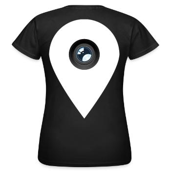 Impression arrière de l’objectif Creative Camera Location Stick - T-shirt Femme - noir - Dos - AI Model Female 172 dark (172cm)