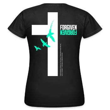 Croix Pardonnée & Oiseaux Volants - T-shirt Femme - noir - Dos - AI Model Female 172 dark (172cm)