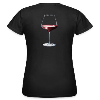 Glas Rotwein - Frauen T-Shirt - Schwarz - Hinten - AI Model Female 172 dark (172cm)