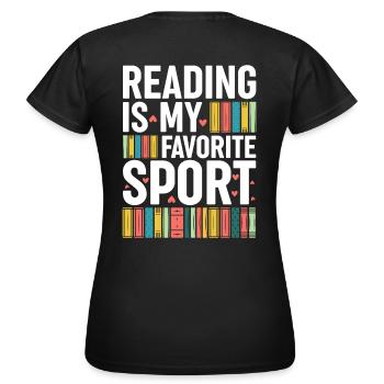 La lecture est mon sport préféré – Pour les amateurs de livres - T-shirt Femme - noir - Dos - AI Model Female 172 dark (172cm)