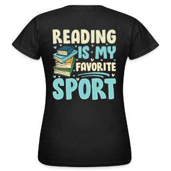 La lecture est mon sport préféré – Pour les amateurs de livres - T-shirt Femme - noir - Dos - AI Model Female 172 dark (172cm)