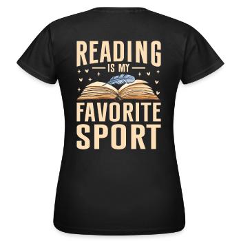 La lecture est mon sport préféré – Pour les amateurs de livres - T-shirt Femme - noir - Dos - AI Model Female 172 dark (172cm)