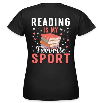 La lecture est mon sport préféré – Pour les amateurs de livres - T-shirt Femme - noir - Dos - AI Model Female 172 dark (172cm)