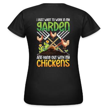 Lustiges Hühner-Design für Gartenliebhaber - Frauen T-Shirt - Schwarz - Hinten - AI Model Female 172 dark (172cm)