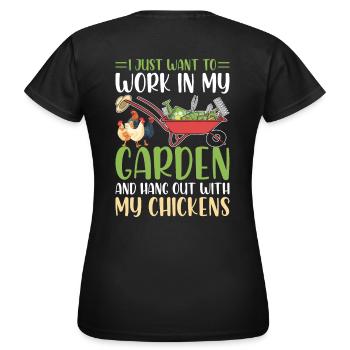 Lustiges Hühner-Design für Gartenliebhaber - Frauen T-Shirt - Schwarz - Hinten - AI Model Female 172 dark (172cm)