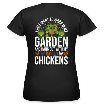 Lustiges Hühner-Design für Gartenliebhaber - Frauen T-Shirt - Schwarz - Hinten - AI Model Female 172 dark (172cm)