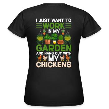 Lustiges Hühner-Design für Gartenliebhaber - Frauen T-Shirt - Schwarz - Hinten - AI Model Female 172 dark (172cm)