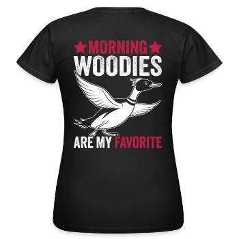 Funny duck hunting saying for hunters - Women's T-Shirt - black - Back - AI Model Female 172 dark (172cm)