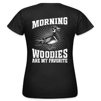 Funny duck hunting saying for hunters - Women's T-Shirt - black - Back - AI Model Female 172 dark (172cm)