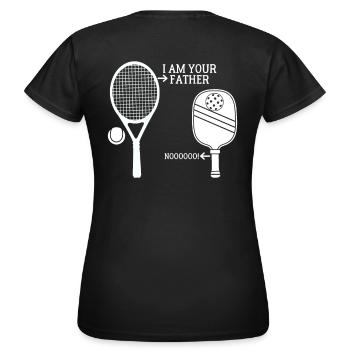 Je suis ton père Raquette de tennis pickleball drôle - T-shirt Femme - noir - Dos - AI Model Female 172 dark (172cm)