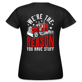 Trucker Spruch Lustig – Transport Logistik Humor - Frauen T-Shirt - Schwarz - Hinten - AI Model Female 172 dark (172cm)