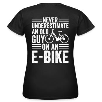 Drôle de dicton pour les vieux cyclistes électriques - T-shirt Femme - noir - Dos - AI Model Female 172 dark (172cm)