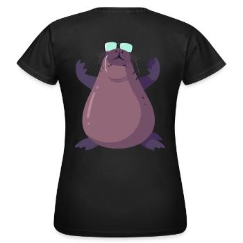 Phoque avec des lunettes de soleil - Créature marine cool sur une photo - T-shirt Femme - noir - Dos - AI Model Female 172 dark (172cm)