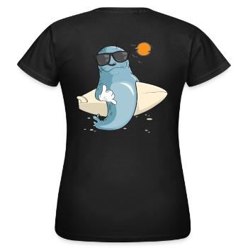 Phoque avec des lunettes de soleil - Créature marine cool sur une photo - T-shirt Femme - noir - Dos - AI Model Female 172 dark (172cm)