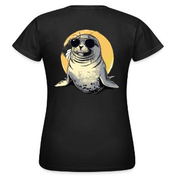 Phoque avec des lunettes de soleil - Créature marine cool sur une photo - T-shirt Femme - noir - Dos - AI Model Female 172 dark (172cm)