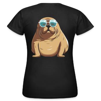 Phoque avec des lunettes de soleil - Créature marine cool sur une photo - T-shirt Femme - noir - Dos - AI Model Female 172 dark (172cm)