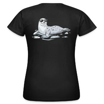 Phoque avec des lunettes de soleil - Créature marine cool sur une photo - T-shirt Femme - noir - Dos - AI Model Female 172 dark (172cm)
