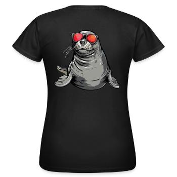 Phoque avec des lunettes de soleil - Créature marine cool sur une photo - T-shirt Femme - noir - Dos - AI Model Female 172 dark (172cm)